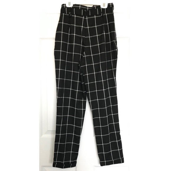 SHEIN Checkered Square Black White Dress Pants XS Business Casual Office Pockets - Picture 1 of 11